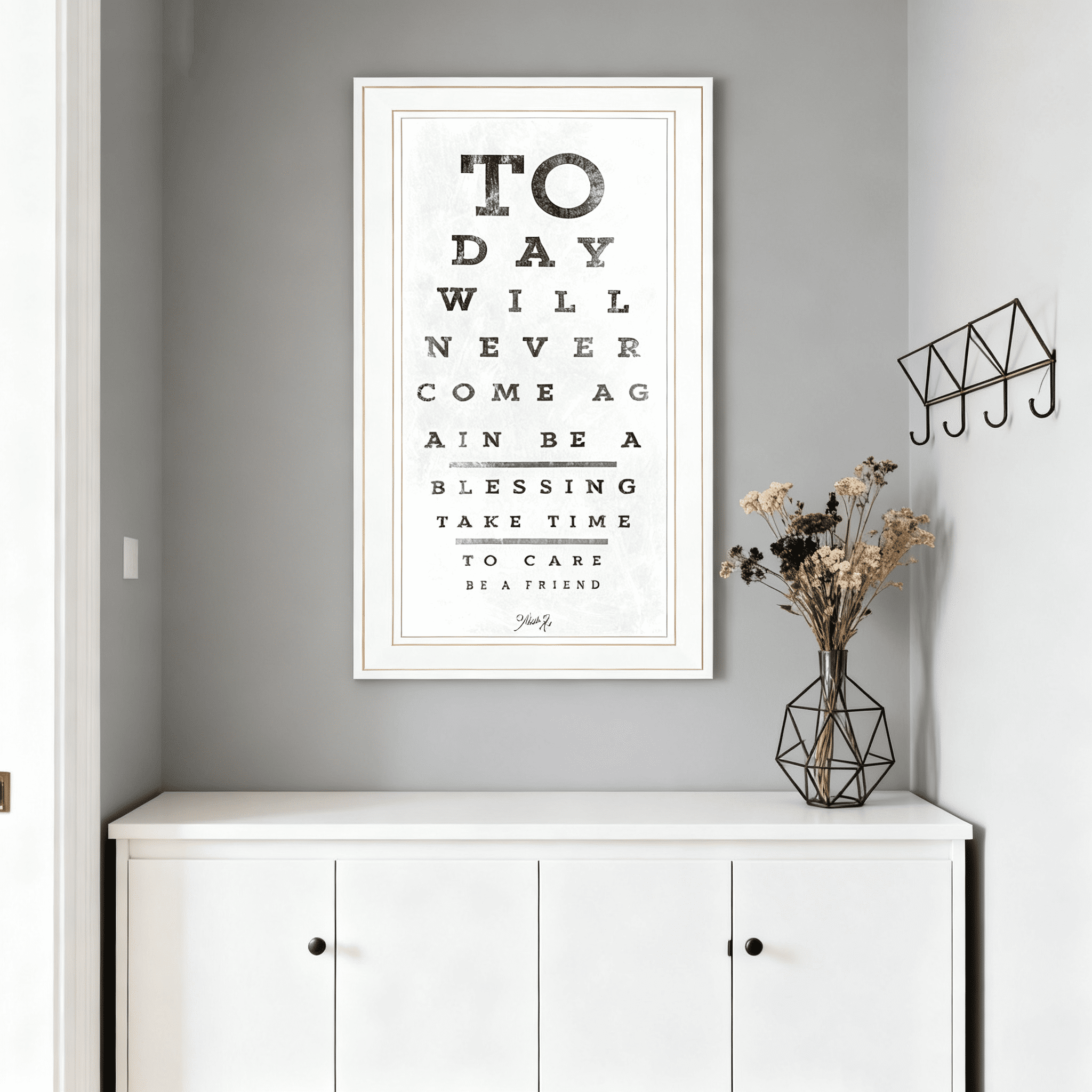 JERFIT Framed Eye Chart Print Wall Art, Vintage Snellen Test Ready to Hang Decor for Home, Office & Clinic