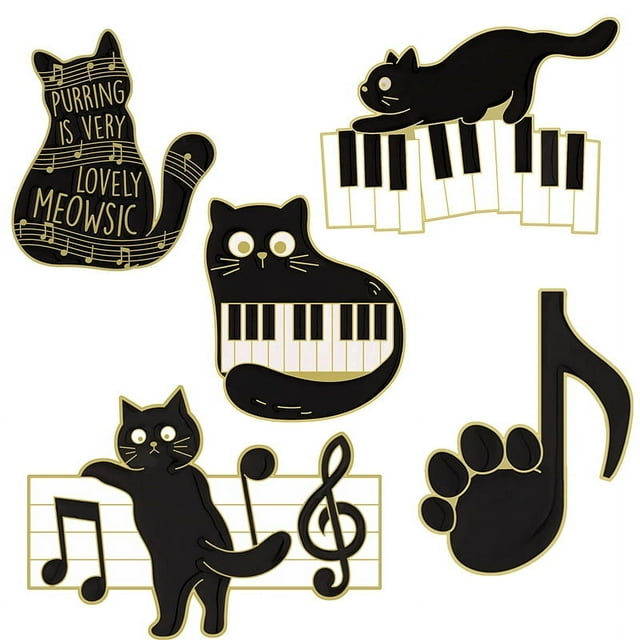 Juego de broches con forma de gato con forma de gato negro con forma de gato, aleación