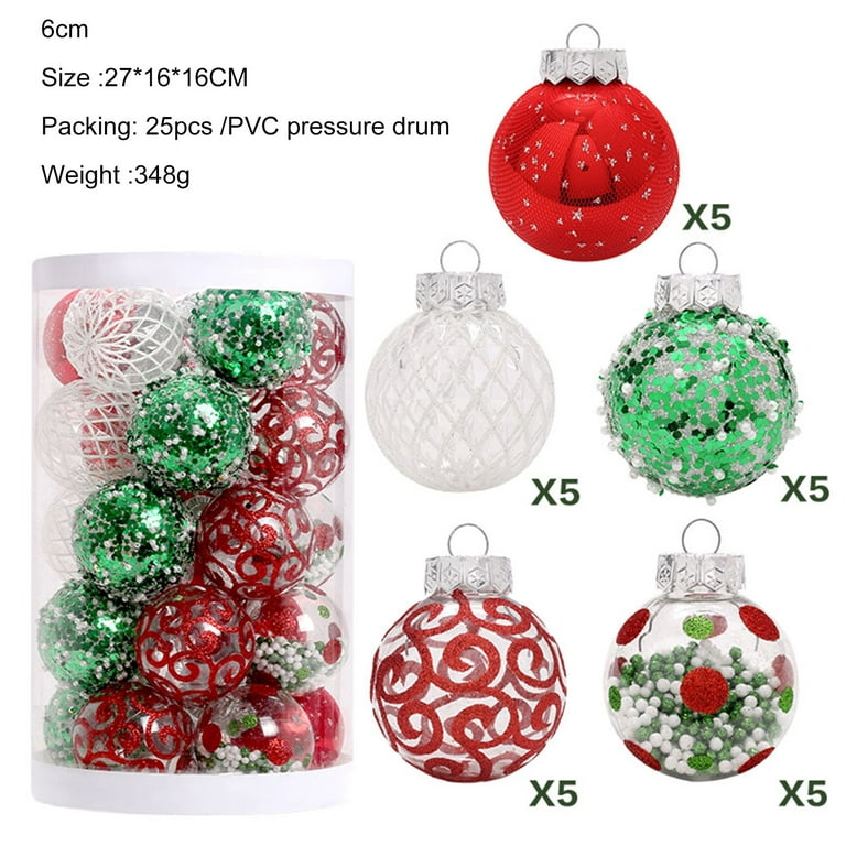 Mini Glitter, Mirror Shatterproof Christmas Tree Ball Ornaments (Teal, Silver, 1.5 in, 48 Pack)