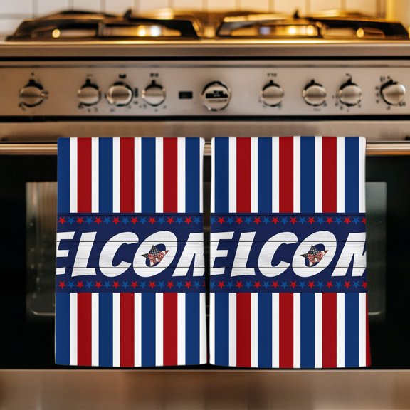 Independence Day Kitchen Towels Set of 3, Red Blue American Flag Star Striped Absorbent Dish Towels for Kitchen, Microfiber Hand Towel, Quick Drying Tea Towel for Cleaning Decorative Dishcloths