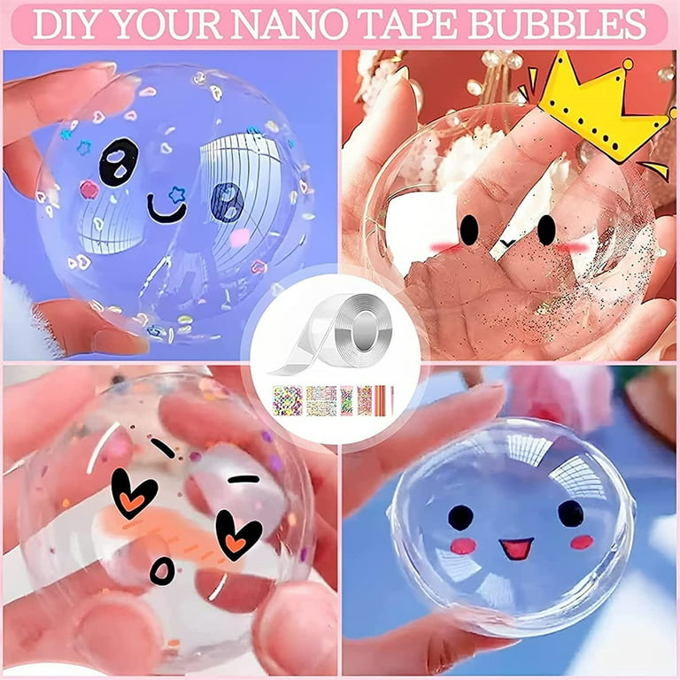 Nano Tape Bubbles Kit, 3mx5cm Nano Tape Kit, Nano Tape Bubble Craft Kit,  Double Sided Nano Magic Tape for Making Bubbles, Nano Adhesive Bubble Tape