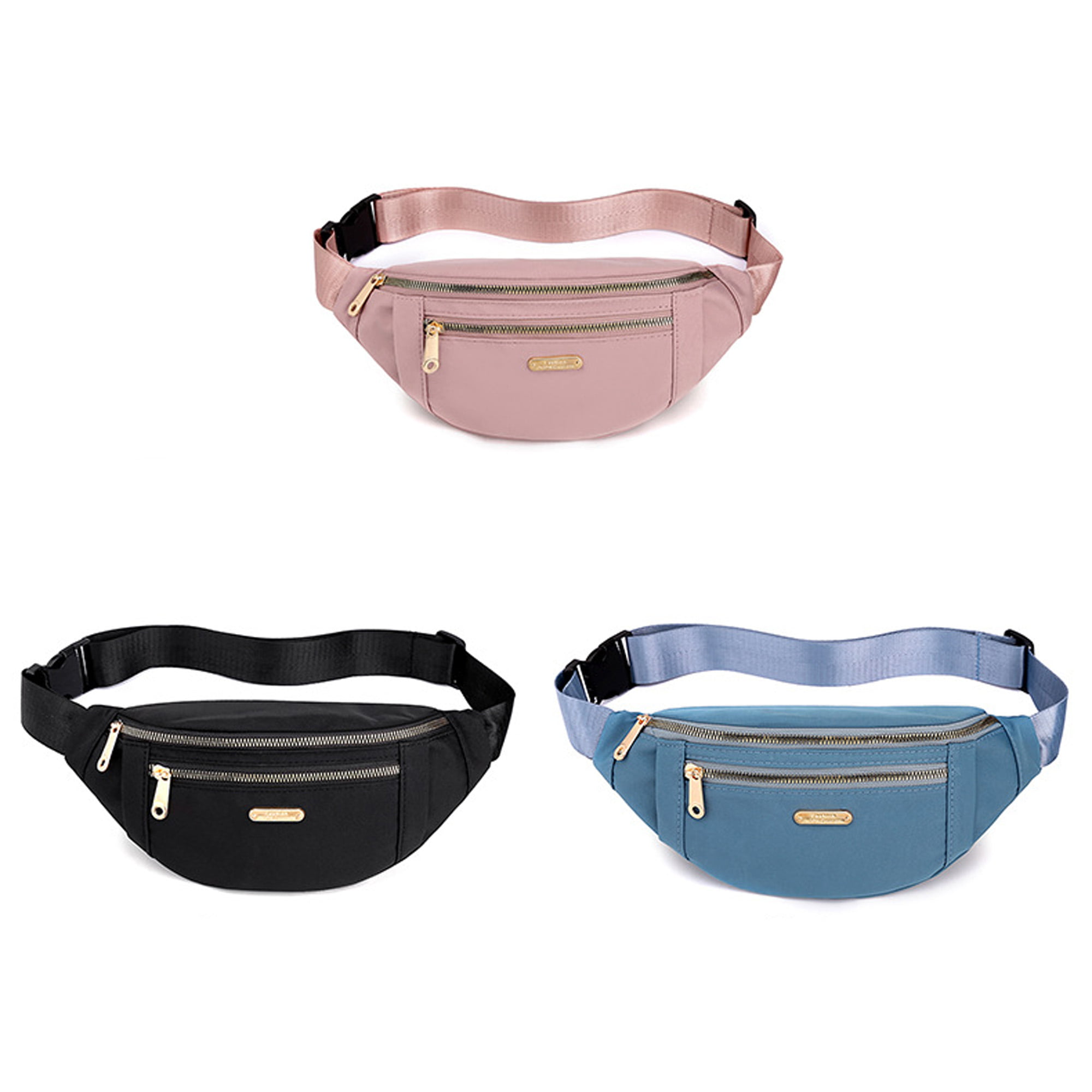 Bveyzi Fanny Pack for Women Men Fashion Small Waist Bag Belt Bag with  Adjustable Strap for Travel Hiking Running (Black)