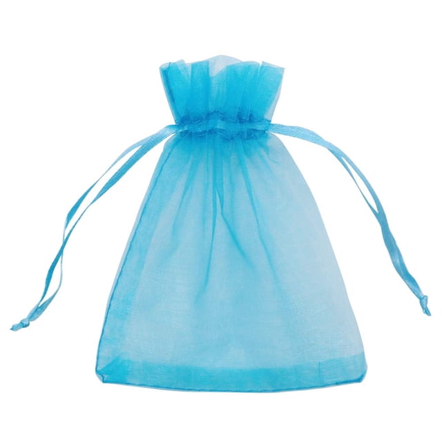 Paquete 100 Uds. Bolsas con cordón para joyería azul turquesa, 7*9cm pequeñas bolsas de malla para dulces Mini bolsita para pequeños regalos de Navidad joyería