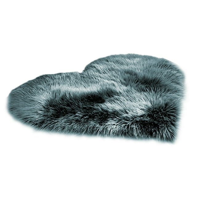 serony Soft Imitation Wool Carpet Double Heart Plush Rugs Blanket Mat Home Decor deep grey