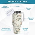 thumbnail image 4 of 40 oz Tumbler With Handle Stainless Steel Insulated Tumbler With Lid for Car Cup Holder Vintage Pastel Colors Floral, 4 of 9