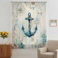 thumbnail image 2 of Teal Anchors Coastal Sheer Curtains 54 Inches Long, Vintage Summer Beach Nautical Light Filering Curtains, Breathable Simi Curtain Privacy Drapes for Kitchen Bathroom Small Window Treatment, 2 of 9
