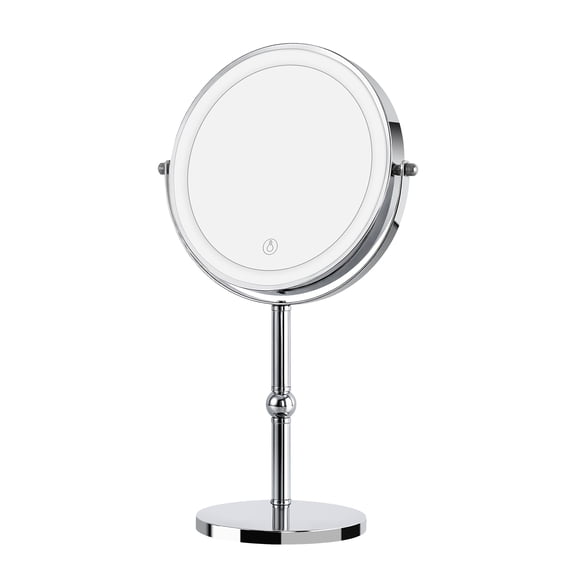 Lighted Makeup Mirror, 2000 mAh Rechargeable Double Sided Magnifying Vanity Mirror with 3 Colors, 1x/10x, 360° Rotation , Brightness Adjustable Magnification Cosmetic Light up Mirror, Women Gift