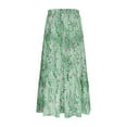 thumbnail image 5 of Summer Midi Skirts for Women Trendy Elastic Waisted Ruffle Printed Flowy Midi Long Skirts Women Casual Daily Flowy Dresses Mint Green S, 5 of 6