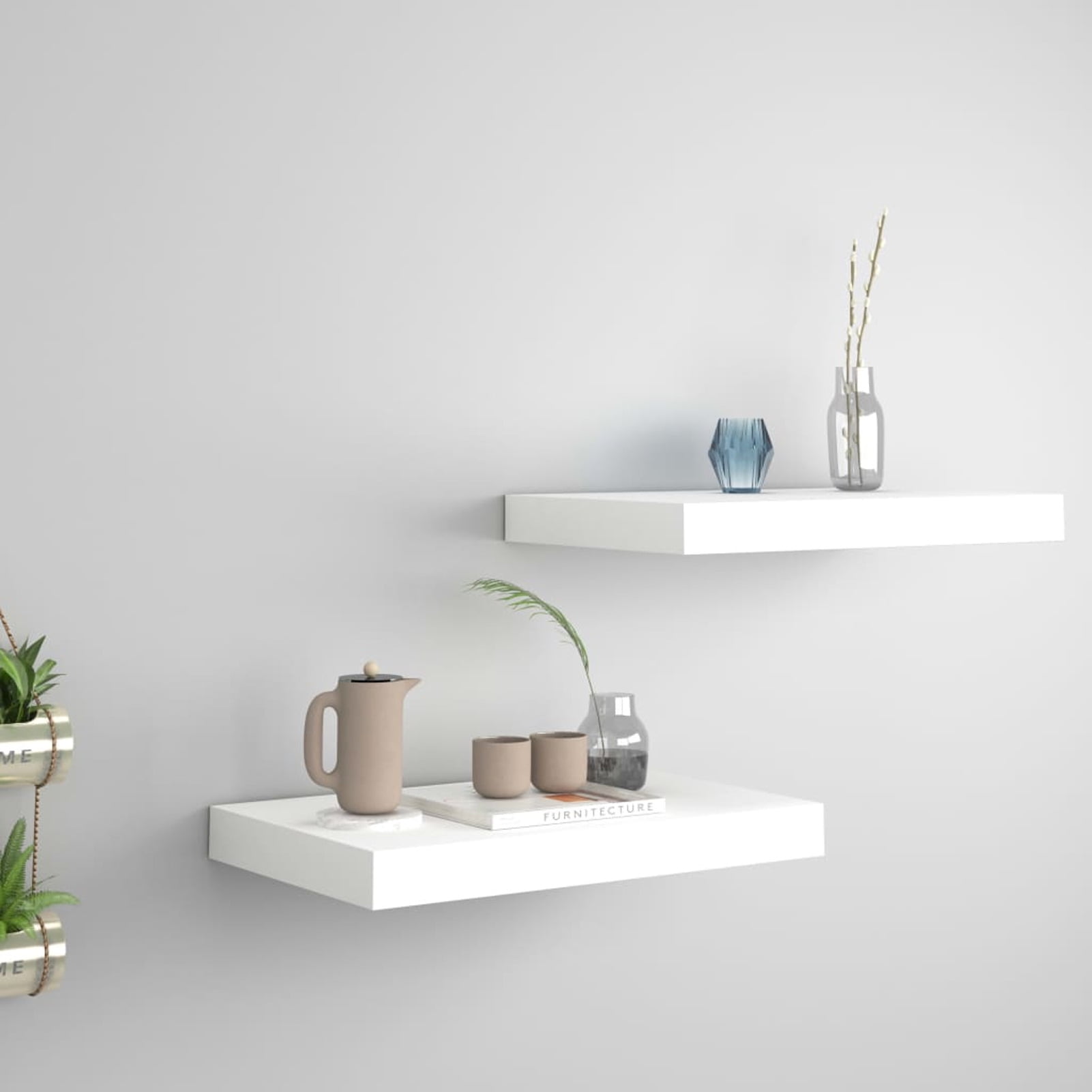 Elegant White Honeycomb MDF Floating Wall Shelf Set, 9.1" Square