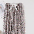 thumbnail image 3 of Women's Print Wide Leg Pants, High Waisted Drawstring Elastic Waist Palazzo Lounge Pants with Bow, 3 of 3