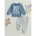 thumbnail image 3 of Baby Boy Clothes Pretty Fly for A Little Guy Infant Outfit Sets Tops Drawstring Pants Fall Winter Set, 3 of 9