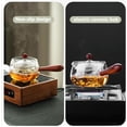 thumbnail image 5 of Teapot with Infuser, 580 ml/19.6 oz Borosilicate Glass Teapot with 360° Rotating Tea Maker, Blooming & Loose Leaf,Japanese Tea Kettle with Wooden Handle Teapots for Relaxing Moments(Clear), 5 of 9