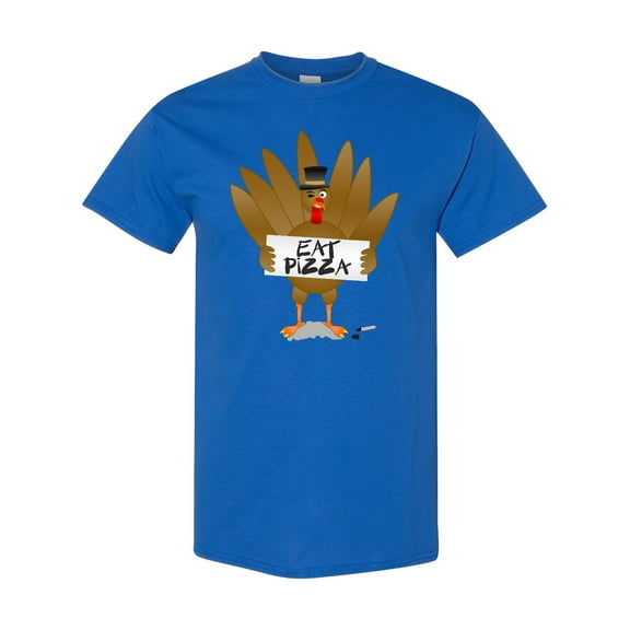 Inktastic Turkey Holding a Sign Says Eat Pizza T-Shirt