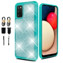 Value Pack   for Samsung Galaxy A02S A02s with Tempered Glass Glitter Hard Case Hybrid Cell Phone Case Glitter Shock proof Edge Slim Bumper Scratch Cover