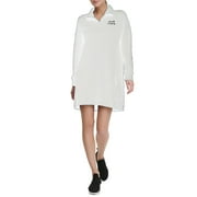 DKNY Women's Sport Half-Zip Logo Dress White Size Large