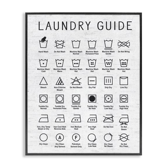 Stupell Industries Rustic Lodge Laundry Guide Simple Shapes Diagram Distressed Pattern Black Framed Giclee Art, 11 x 14, by Lettered and Lined