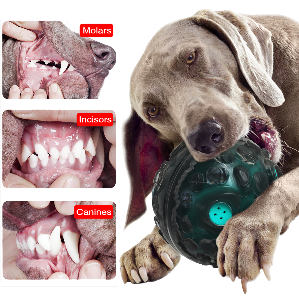 Goaxuzt Dog Toy Ball For Aggressive Chewers Giggle Chew Interactive Fetch Ball With Squeaker For Medium Large Dogs, Blue