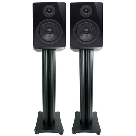 (2) Rockville APM5B 5.25" USB Studio Monitor Speakers 28" Black Premium Stands