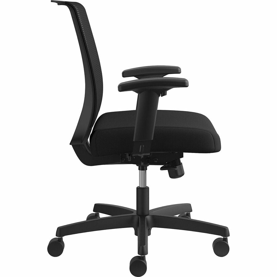 HON Convergence Ergonomic Office Chair, Breathable Back Support Mesh, Adjustable Arms, Computer Chair with Lumbar Support, Rolling Swivel Wheels, Comfortable Synchro-Tilt Recline, Fabric, Black
