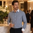 thumbnail image 2 of AZoiNM Men's French Cuff Dress Shirt Slim Fit Long Sleeve Business Casual Polyester, 2 of 14