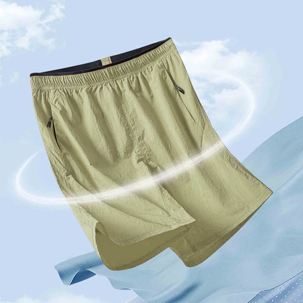 pstuiky Abreviatura para hombres, Pantalones cortos casuales holgados de color liso con cremallera, bolsillo, cordón y cintura elástica para hombre Pantalones cortos de entrenamiento