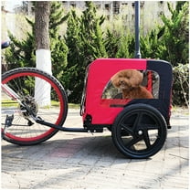 Pefilos 45" Heavy Duty Dog Bike Trailer, Foldable Pet Stroller Bicycle Carrier, air wheel Pet Bike Trailer for Dogs, Red