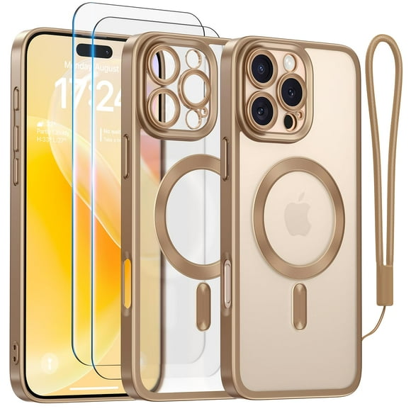 Funda Meifigno para iPhone 16 Pro Max de 6,9 pulgadas con 2 protectores de pantalla y correa para la muñeca