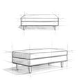thumbnail image 4 of Morrison 49 inch Wide Mid-Century Modern Table Ottoman in Charcoal Grey Woven-Blend Fabric, 4 of 10