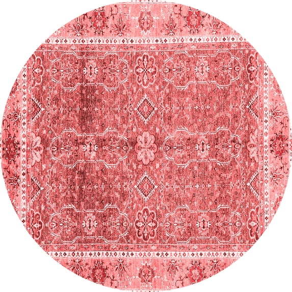 Ahgly Company Machine Washable Indoor Round Oriental Red Traditional Area Rugs, 4' Round