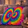 thumbnail image 6 of Dual Spiral Tie Dye Sofa Scene, Retro Crinkle Dye Style for Tie Dye Lovers, Rainbow Spiral Mantel Theme and Halloween Gift, Warm Flannel Blanket for Bedroom Living Room, Home Decor, 6 of 9