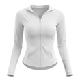thumbnail image 6 of Bosfbaoi Women's Hooded Full Zip Long Sleeve Athletic Jacket, Slim Fit Stretchy Breathable Workout Top, Curved Hem Thumbhole Outerwear for Yoga Gym Daily, 6 of 6