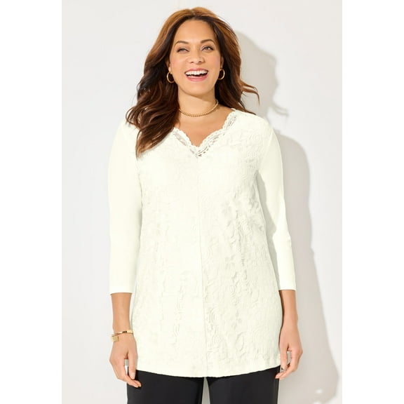 Catherines Women's Plus Size Stretch Lace Tunic