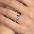 thumbnail image 4 of Gem Stone King 1.50 Ct Oval Peach Morganite Purple Amethyst 18K Yellow Gold Plated Silver Ring, 4 of 6