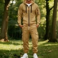 thumbnail image 2 of MXALUOB Men's Tracksuits Cargo Jogger Set Full Zip Hoodie & Elastic Waist Pants 2 Piece Outfits Casual Athletic Clothing for Hiking, 2 of 7