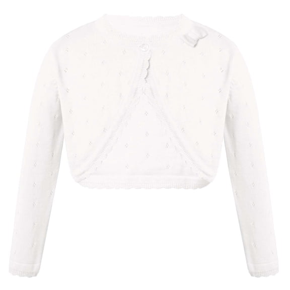 Miutii Kids Girls Winter Autumn Knitwear Dress Bolero Shrug Classic Cardigan Over Coat White 80