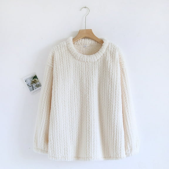 Ahabrexf Jackets for Women, Solid Color Thick Flannel Fleece Lined Long Sleeve Coat