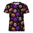 thumbnail image 4 of T Shirt For Men Neon Pumpkins Halloween Print Aesthetic T-Shirts O-Neck Novelty Tshirt Beach Male De, 4 of 7