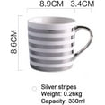 thumbnail image 2 of Silver Stripes Ceramic Milk Mug Plating Handle Cup Office Household Coffee Milk Tea Mugs Home Decoration, 2 of 3
