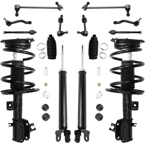 Detroit Axle - 14pc Front Suspension Kit for 2009-2014 Nissan Maxima, Struts w/Coil Spring Tie Rods Boots Rear Shock Absorbers Front Rear Sway Bars 2010 2011 2012 2013 Replacement