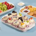 thumbnail image 3 of Large Serving Platter with Handles 16"x9" - White Porcelain Trays Set of 3, Rectangular Platters for Entertaining, Party, Appetizer, Charcuterie, 3 of 3