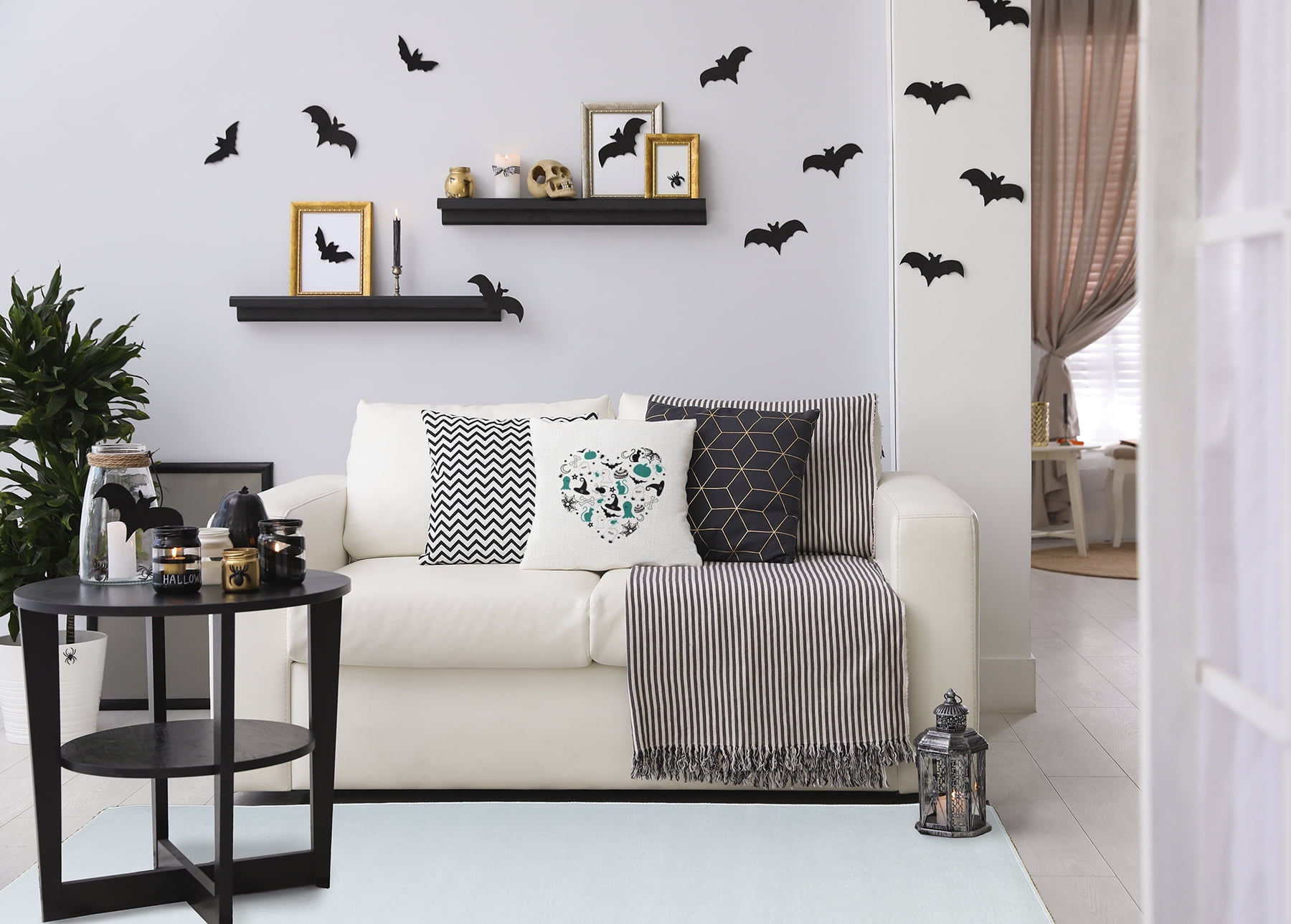 26" x 26" Simply Daisy Halloween Heart Polyester Accent Pillow, Desert Turquoise Qty 1