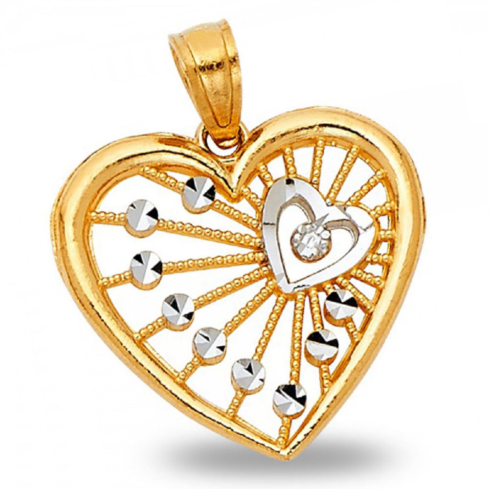 Love heart filigree charm pendant Earrings 