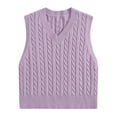 thumbnail image 3 of Fengqque Women's Summer Shop Deals Clease Knitted V-neck Vest Sleeveless Top Pullover Uniform Cropped Sweater, 3 of 4