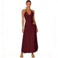 thumbnail image 6 of Laqbezok Sexy Bodysuit and Skirt 2 Piece Set for Women, Backless Halter V-Neck Top & High Slit Maxi Skirt Summer Outfit, Casual Beach Party Clubwear, Solid Color Vacation Dress, 6 of 7