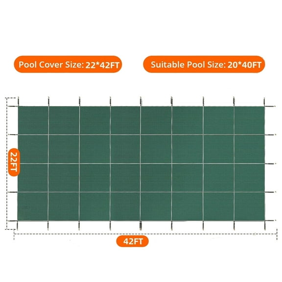 Pinypikaka 22'x42' Pool Safety Cover Fits 20'x40' Pool, Rectangle Swimming Pool Winter Safety Cover
