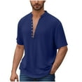 thumbnail image 3 of T-Shirts for Man Plus Size Short Sleeve V-Neck Lightweight Tops & Blouses Summer Casual Loose Fitness Pullover T-Shirt Gifts for Men Dark BlueL, 3 of 10
