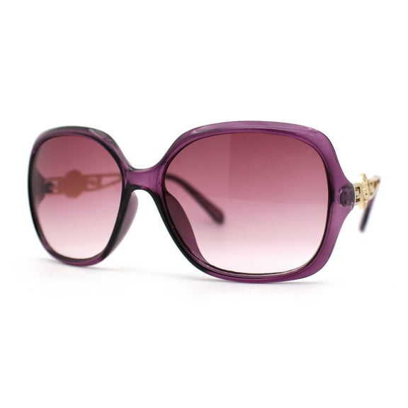 Womens 90s Designer Lion Jewel Badge Butterfly Sunglasses Purple