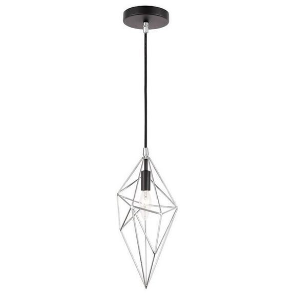 Woodbridge Lighting Lanning 1-Light Metal Mini-Pendant in Chrome/Black