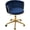 Navy Blue, variant on HENGJIANYI Velvet Woven Home Office Chair, Modern Swivel Desk Chair with Wheels, Height Adjustable Vanity Chair with Gold Metal Base and Hand Weaving Back, Beige