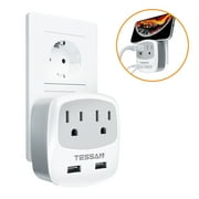 TESSAN European Travel Plug Adapter Converter with 2 USB, International Power Plug Converter, Type C Outlet Adaptor Charger for US to Most of Europe EU Iceland Spain Italy France Germany